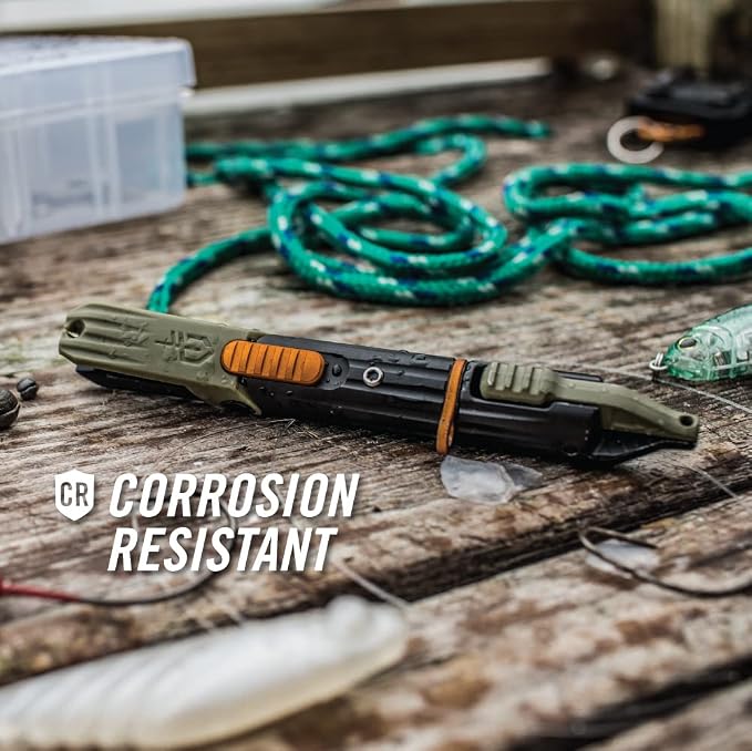 Gerber Gear LineDriver - Fishing Line Multitool with Spinning Line Vise, Tether Ring, Eyelet Clearing Spike, Hook Threader, Scissors & Split Shot Crimper - Premium Fishing Gear