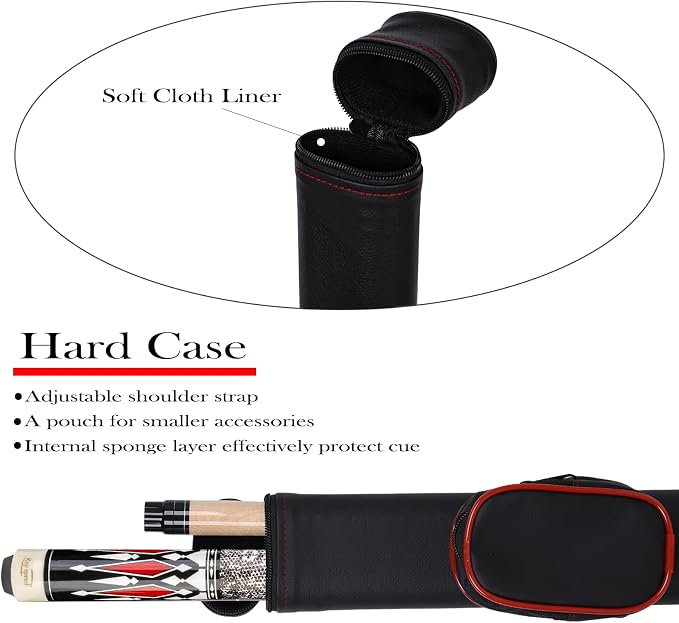 Pool Cue Stick Low Deflection Shaft Billiard Cue Stick with Hard Case 19-20 oz Professional Pool Stick