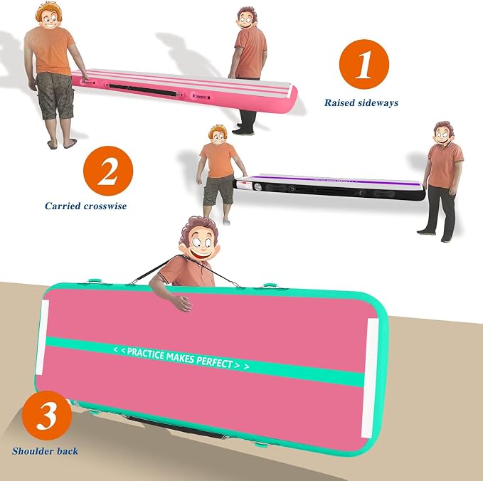 VOFiTNY All Purpose Gymnastics Mat 6.6/10/13/16/20 ft Sturdy Inflatable Tumble Track for Home/Gym