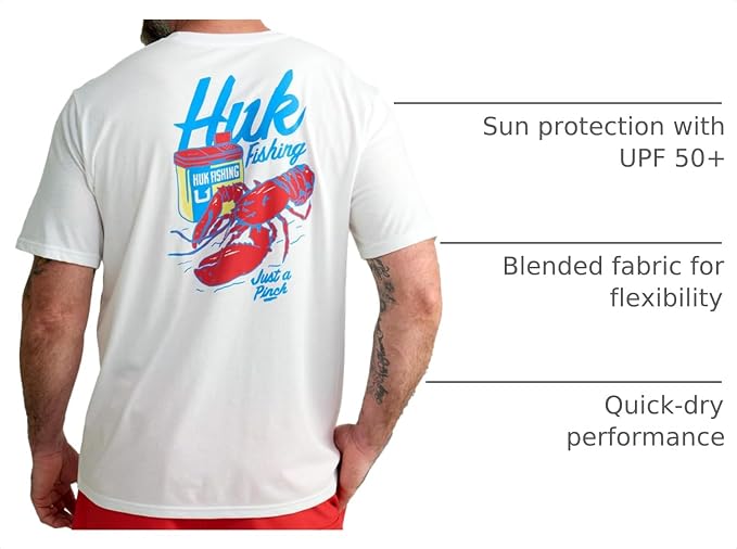 HUK Mens Fishing Graphic Tee, Performance Short Sleeve, Quick-Dry