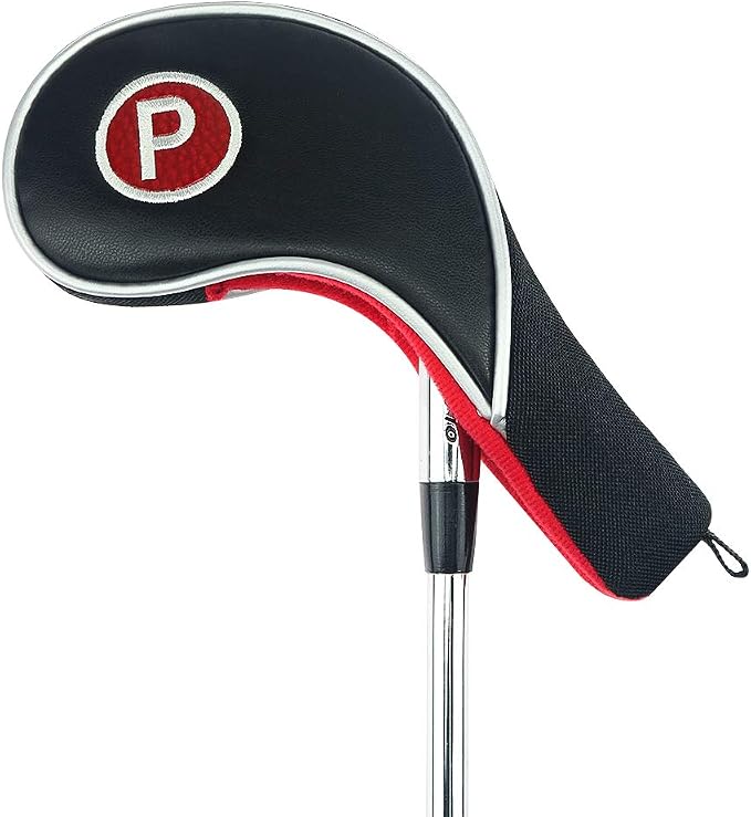 Craftsman Golf 12pcs Golf Iron Putter Head Covers Headcover Set Black & Red Fit All Brands Callaway, Ping, Taylormade, Cobra, Etc.