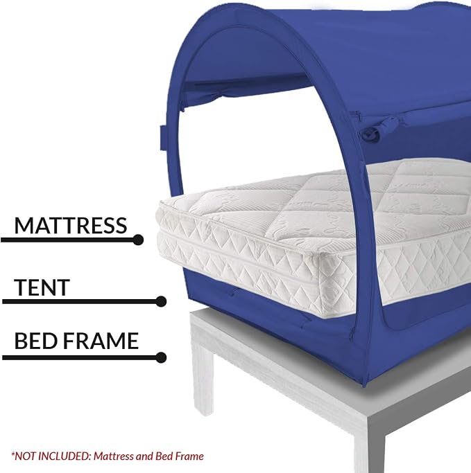 Alvantor® Bed Canopy Bed Tents Dream Tents Privacy Space Twin Size Sleeping Tents Indoor Pop Up Portable Frame Curtains Breathable Grey Cottage (Mattress Not Included) Reducing Light
