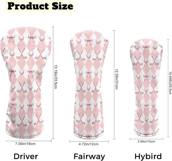Rnyleeg Golf Club Head Covers for Women Driver Head Cover Leather Fairway Wood Headcover Hybrid Headcovers for Golf Clubs