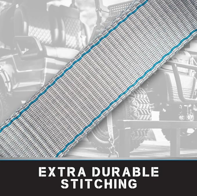 Tie Down 1.5 in. x 8 ft Grey Heavy Duty Motorcycle Strap, 2-Pack Kit - 3328 lbs. Breaking Load Limit