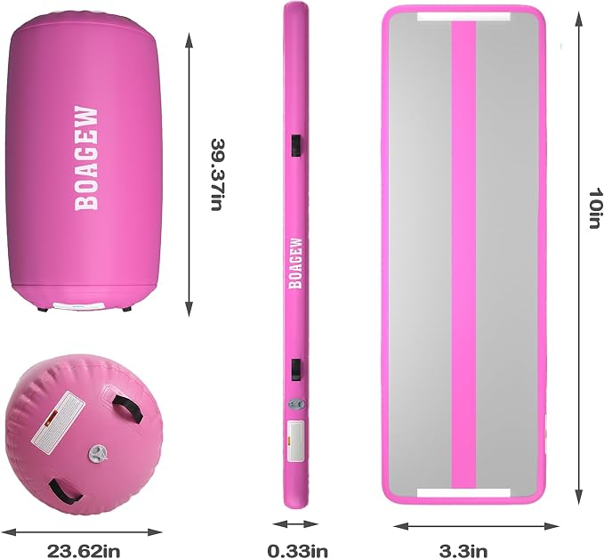 Gymnastics Mat,Air Roller Gymnastics Barrel,Gymnastics Tumble Track Air Track Tumbling Mat for Home Training/ Cheerleading/Gym/Training/Yoga/Beach/Water/Park Outdoor Use with Electric Air Pump 
