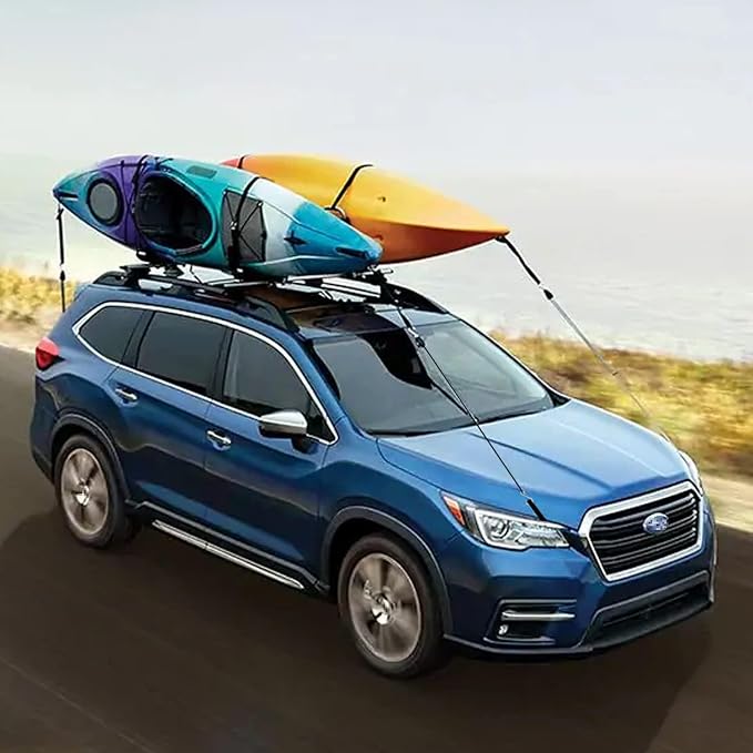 Mind and Action Kayak Tie Down Straps,Quick Hood Loops Trunk Anchor,Canoe Transport Accessories Secure Vehicle Lashing Point (2 Straps+2 Loops+2 Hooks)