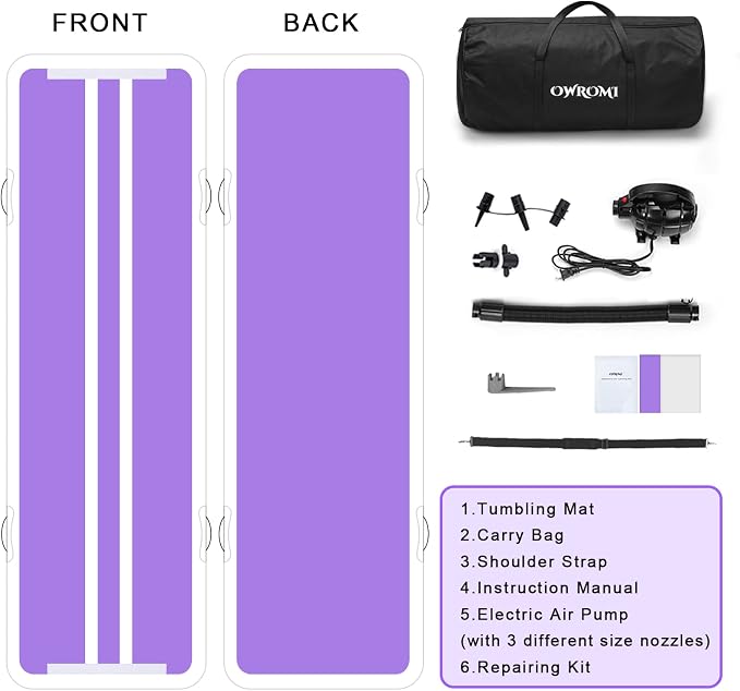 Inflatable Air Gymnastics Mats for Tumbling, 10ft/13ft/16ft/20ft Tumble Track Tumbling Mats for Kids, 4/8 Inches Thick Training Mat with Electric Pump Gymnastics Equipment for Kids Mat