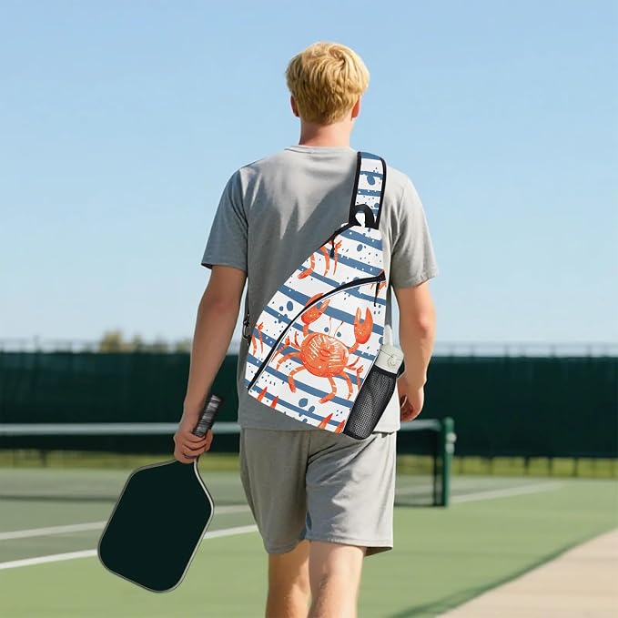 Pickleball Bag for Women Men Adjustable Crossbody Sling Backpack Hold Paddle Accessories
