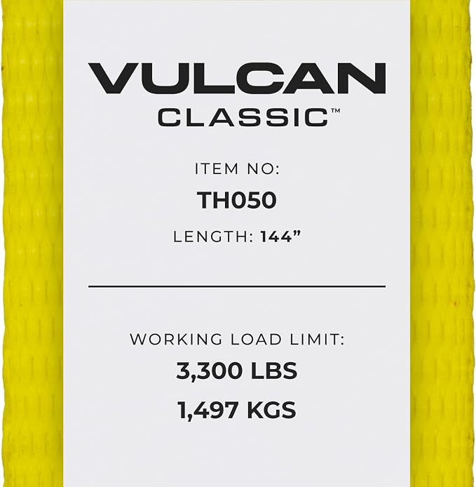 VULCAN Loop Exotic Car Tie Down Straps - 2 Inch x 12 Foot - Classic Yellow - Includes Four 2 Inch x 144 Inch Loop Straps
