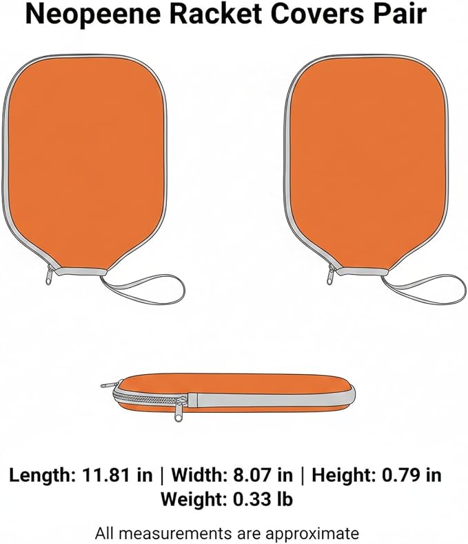 2-Pack Neoprene Racket Covers for Table Tennis & Badminton, Protective Storage Sleeves with Hanging Loop, Scratch-Resistant Paddle Cases