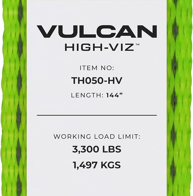 VULCAN Exotic Car Rim Tie Down Set - 2 Inch x 144 Inch - 4 Straps - High-Viz - 3,300 Pound Safe Working Load