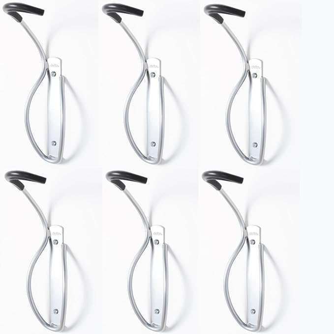 Delta Leonardo Bike Rack (6-Pack) Wall Mount with Tire Tray Cycle – Elegant Vertical Hanger Hook Design Provides Easy Bicycle Storage Access – Vertical Mount Holds Up to 40 lbs