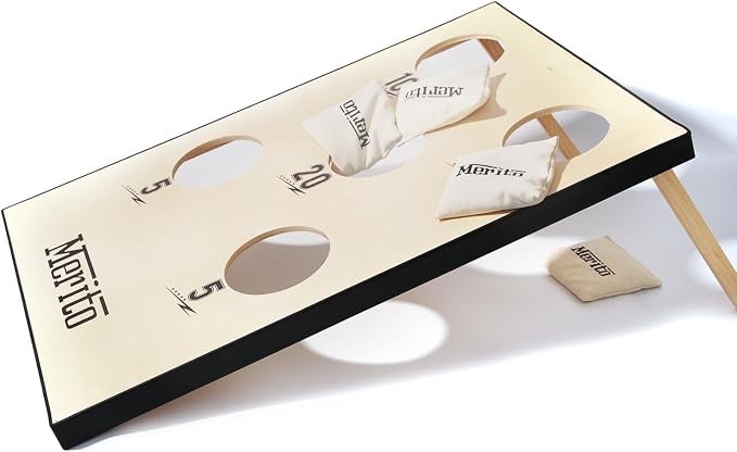 Merito 2-in-1 Outdoor Games, Cornhole Board Set & Ring Toss Game, Perfect Reinvented Bean Bag Toss Games for Backyard, Beach, Camping and Party