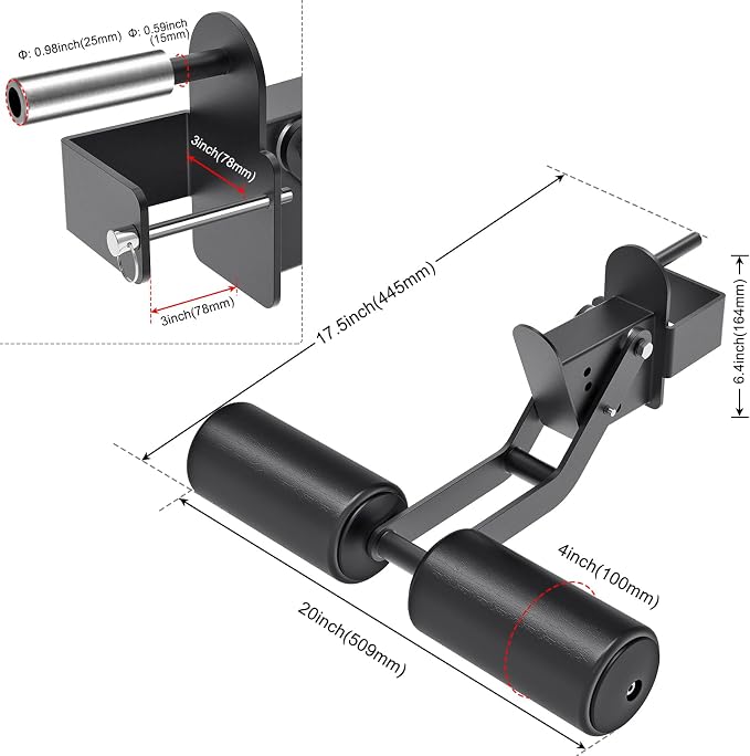 Nordic Hamstring Curl Attachment, Dip Bar, Belt Squat & Safety Spotter Arms for 2"x2" & 3"x3" Power Racks, Home Gym Strength Training Accessories