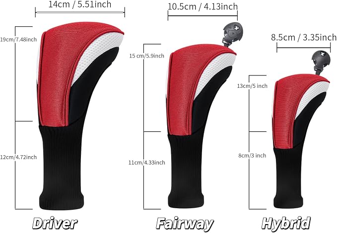 Wood Headcover Golf Club Covers Driver Headcovers Nylon Head Covers Designed to Fit All Woods - 3/4/5/6 Pack/Set Golf Accessories Suitable for Men and Women