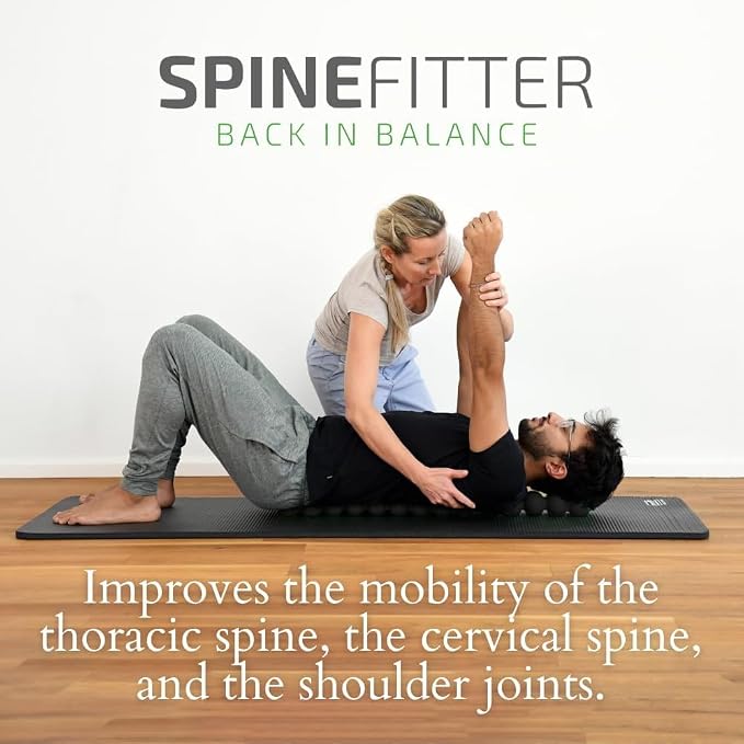 SPINEFITTER by SISSEL | Massage Device for Back & Balance | Back Trainer Relieves Tension & Blockages | Ideal for Pilates and Yoga | for Relaxation of The Spine | for Home & Professional (Black)
