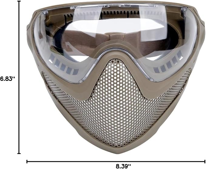 ATAIRSOFT 2 Modes Airsoft Mask Full Face Tactical Safety Protective Mask Anti-Fog Goggles Set with 3 Interchangable Lens