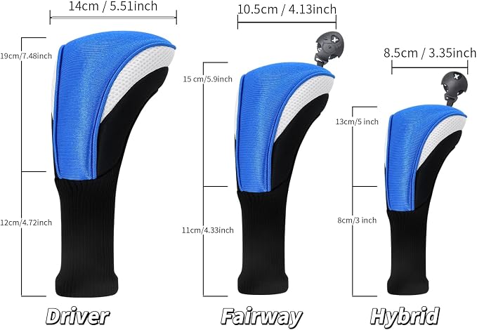 Wood Headcover Golf Club Covers Driver Headcovers Nylon Head Covers Designed to Fit All Woods - 3/4/5/6 Pack/Set Golf Accessories Suitable for Men and Women