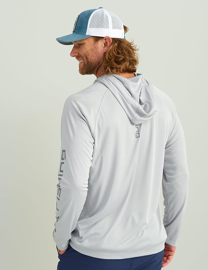 HUK Mens Pursuit Vented Long Sleeve Hoodie, Fishing Shirt with Hood
