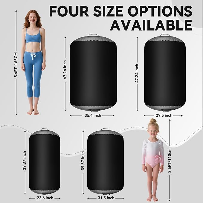 FBSPORT Air Roller Gymnastics Barrel, Inflatable Gymnastics Air Roller Inflatable Air Gymnastics Mat for Yoga Cheerleading Training Home Outdoor Indoor Use