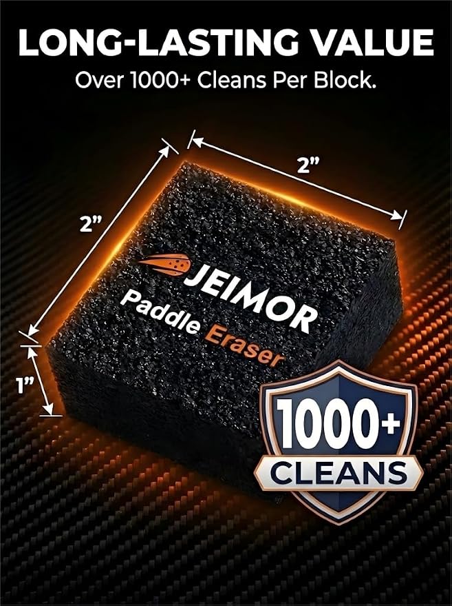 Pickleball Paddle Eraser – Paddle Cleaner for Carbon Fiber & Graphite Paddles, Removes Ball Residue & Dust, Restores Spin & Grip, Includes Clear Carry Case