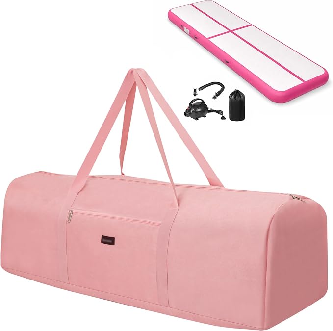 Gymnastics Air Mat Storage Bag, Portable Carry Case for Tumbling Mat & Air Pump, Heavy Duty Tumble Track Equipment Case with Handles for Training & Home Gym, Gymnastics Accessories, Pink (Bag Only)