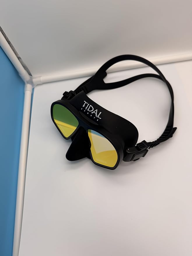 Tidal Freedive Mask - Aluma Pro with Advanced Anti-Fog Technology. Ultra Low Volume Mask for Freediving, Snorkeling and Scuba Diving. Tempered Glass Lens.