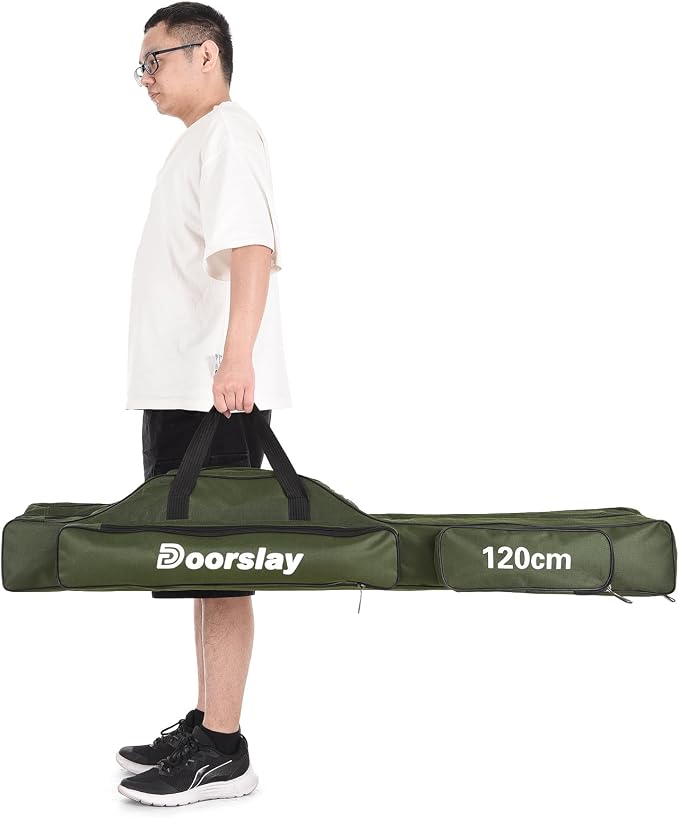 Fishing Rod Case Three Layers Fishing Rod Bag Oxford Portable Folding Fishing Pole Bag Outdoor Waterproof Tackle Storage Travel Bags Carry Organizer for Fishing Camping Hiking