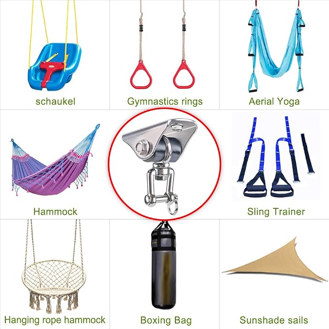 SELEWARE Anti-Squeaking Swing Hanger Stainless Steel Swing Set Hook Ceiling Mount Bracket for Hammock Chair Toddler Swing Yoga Swing Punching Bag