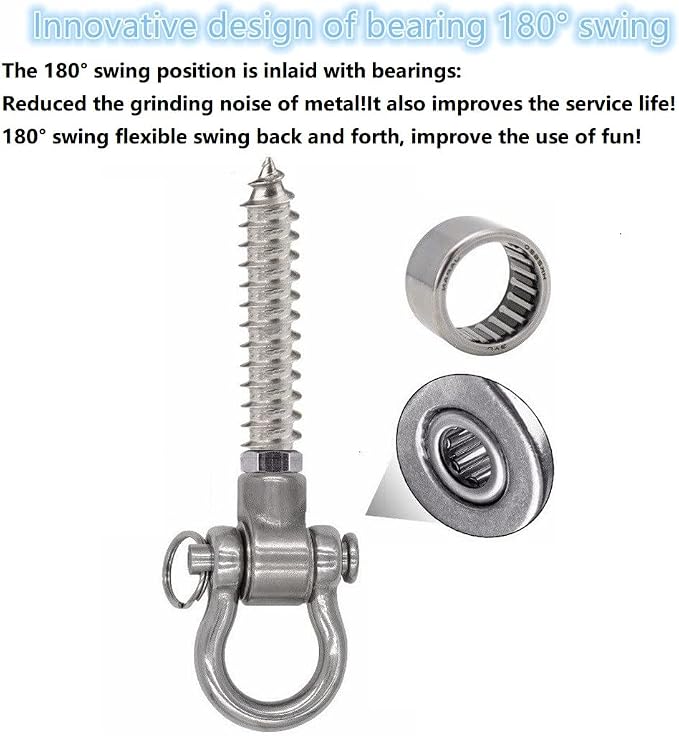 2 Permanent Anti Rust Bearing Hanger Heavy Duty, 1500 LBS, 180° Swing Hardware, for Yoga Hammock Chair sandbag Playground Accessories
