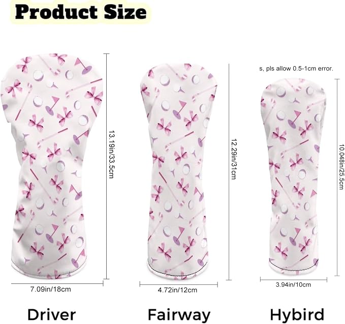 Rnyleeg Golf Club Head Covers for Women Driver Head Cover Leather Fairway Wood Headcover Hybrid Headcovers for Golf Clubs