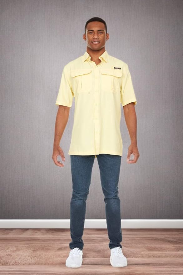 Swiss Alps Mens Short Sleeve Button Down Sun Protection UPF 30+Shirt Quick Dry Cooling Fishing Shirts Casual Summer Tops