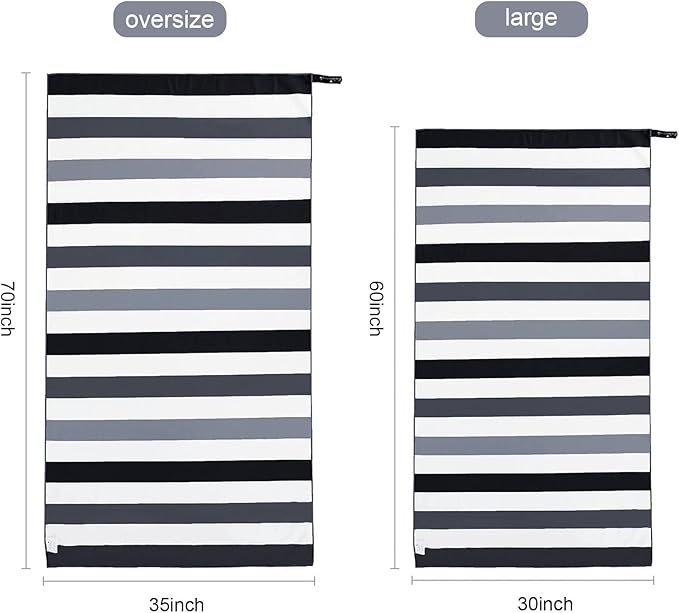 Exclusivo Mezcla Microfiber Quick Dry Beach Towel, Oversized Lightweight Sandfree Pool Towel for Swimming Camping Travel with Bag (Black, 35x70 Inches)