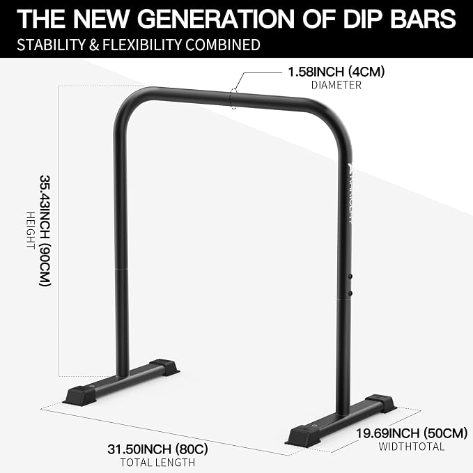 KAKICLAY Multi-Grip Pull Up Bar and Premium Dip Bars with Adjustable Ultra-Stable Settings & Non-Slip Feet - USA Original Patent, Designed, Shipped, Warranty