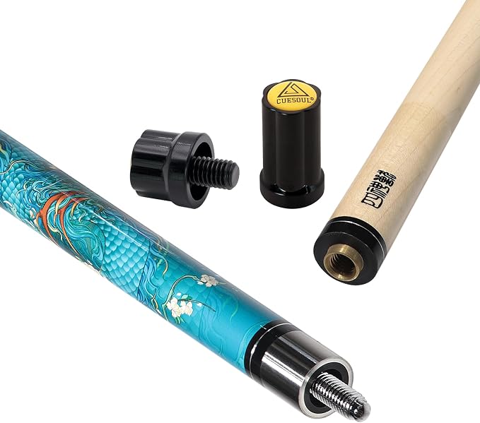 CUESOUL 19oz Pool Cue with Black case,13mm Tip,58inches Mythological Symbols Pattern 4 Styles