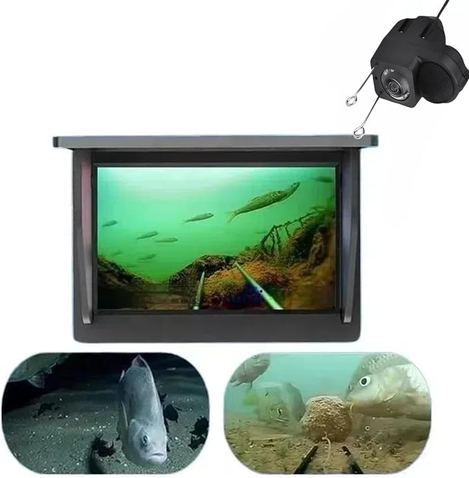 Fishing Camera Waterproof Fish Finder with Enhanced Vision Ultra-Wide Lens, Underwater Fish Finder for Ice, Lake Offshore Angling,8000mAH IP68 Waterproof Underwater Camera for Fishing, 4.3-Inch-30M
