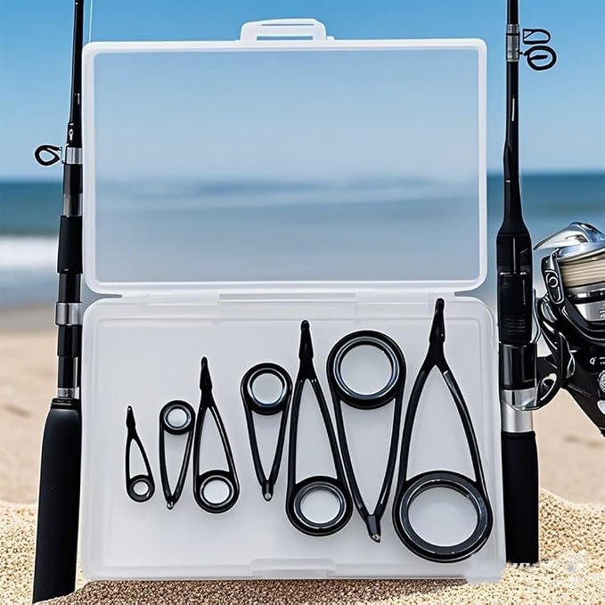 9KM DWLIFE Fishing Rod Repair Kit (50/100/120Pcs), Fishing Rod Guides with Zirconia Inserts, Spinning & Casting Rod Eyelets Replacement, Fishing Pole Repair Parts for Saltwater Freshwater
