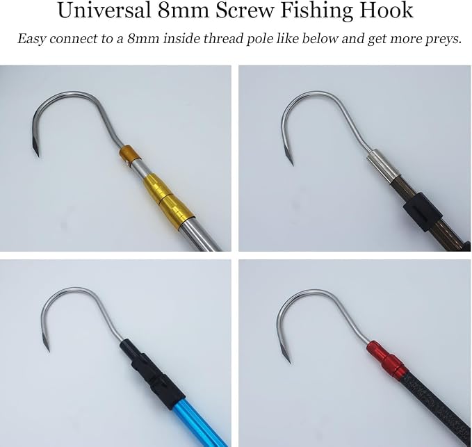 Dutiplus Telescopic Fish Gaff with 1~5 Teeth Assorted harpoons Barbed, Sea and Ice Fishing Spear Gig for Hunting Fish Frog Mole