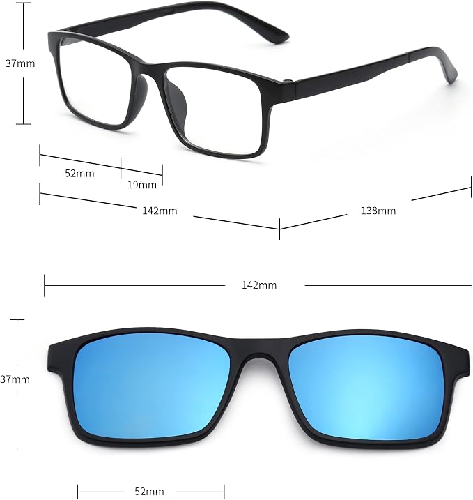 JIM HALO Magnetic 5Pcs Polarized Clip-on Sunglasses Plastic Frame for Night Driving