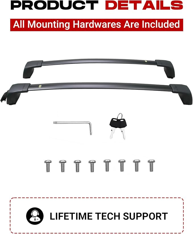 HEKA Roof Rack Cross Bars for 2019 2020 2021 2022 2023 Santa Fe Anti-Theft Aluminum Lockable Cargo Bar Crossbars Surfboards Kayaks Canoe Luggage with Side Rails