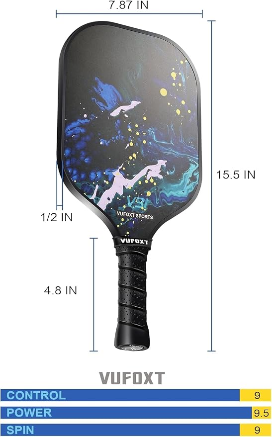 Pickleball Paddles Set of 2/4, USAPA Approved Carbon Fiber Surface Pickle Ball Set - 14mm PP Honeycomb Core of Lightweight Pickleball Rackets -Suitable for Beginners' Training and Game(Blue)