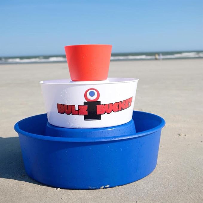 BULZiBUCKET Game by Water Sports - Beach, Tailgate, Camping, Yard, and Pool Games- Indoor/Outdoor Kids Toys - Pool Accessories Perfect for Family Game Night (Red/White/Blue)