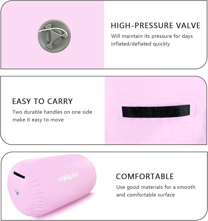 Inflatable Gymnastics Air Mat Tumble Track with Gymnastics Air Barrel - Inflatable Air Spot Tumbler Backbend Trainer Air Roller Tumbling Mat with Electric Pump