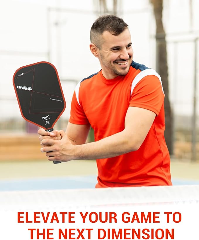 Warping Point Raw T700 Carbon Fiber Pickleball Paddle, USAPA Approved, Edgeless Elongated Design with Endura Friction Surface & 13mm Polymer Core, Thermoformed for Ultimate Spin & Power,Red