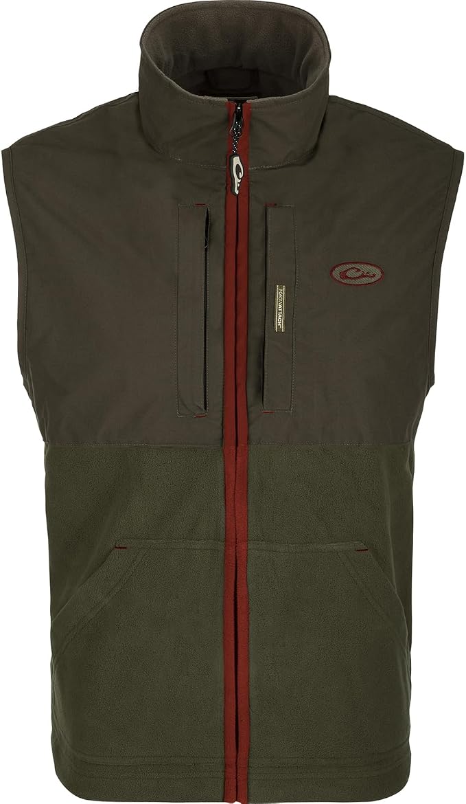 Drake Waterfowl Men's Eqwader Fleece Lined Hunting Vest | Waterproof Windproof Breathable Moisture-Wicking Sleeveless Jacket w/Taped Seams & Magnattach Pocket