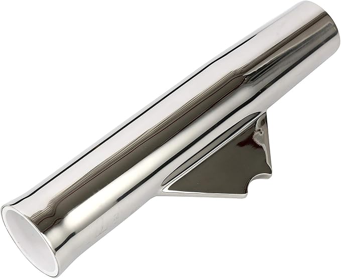 Amarine Made 2-Pack Stainless Fishing Rod Holder Angeled and Flared with Liner - 1/3" Coped Blade, 1-3/4" Inner Diameter White Liner