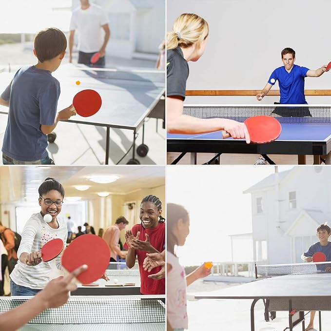 FBSPORT Ping Pong Paddle Set, Portable Table Tennis Set with Retractable Net,Rackets,Balls and Carry Bag for Indoor/Outdoor Games