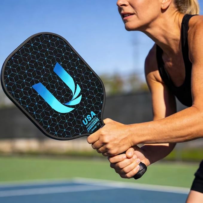 2026 Upgraded Uteeqe Pickleball Paddles Set of 2, Graphite, 14mm Thermoformed One-Mold, Semi-Textured for Extra Grit & Spin, Lightweight, USAPA Approved, Non-Slip, 4.25Inch Grip with Carry Bag & Balls