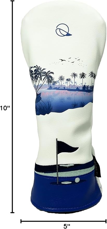 Golf Headcover for Hybrids and Fairway Woods Premium Leather Head Cover. Digitally Printed and Embroidered Design.