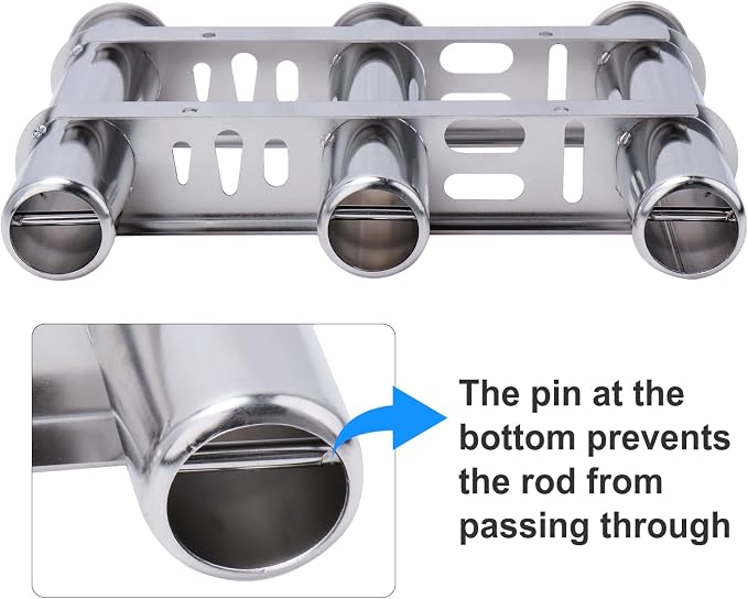Fishing Rod Holder for Boat, Vertical Wall Mounted Fishing Rod Rack, Stainless Steel Rod Holder for Marine Boat,Fishing Boat, Truck (3 Tubes Upgrade)